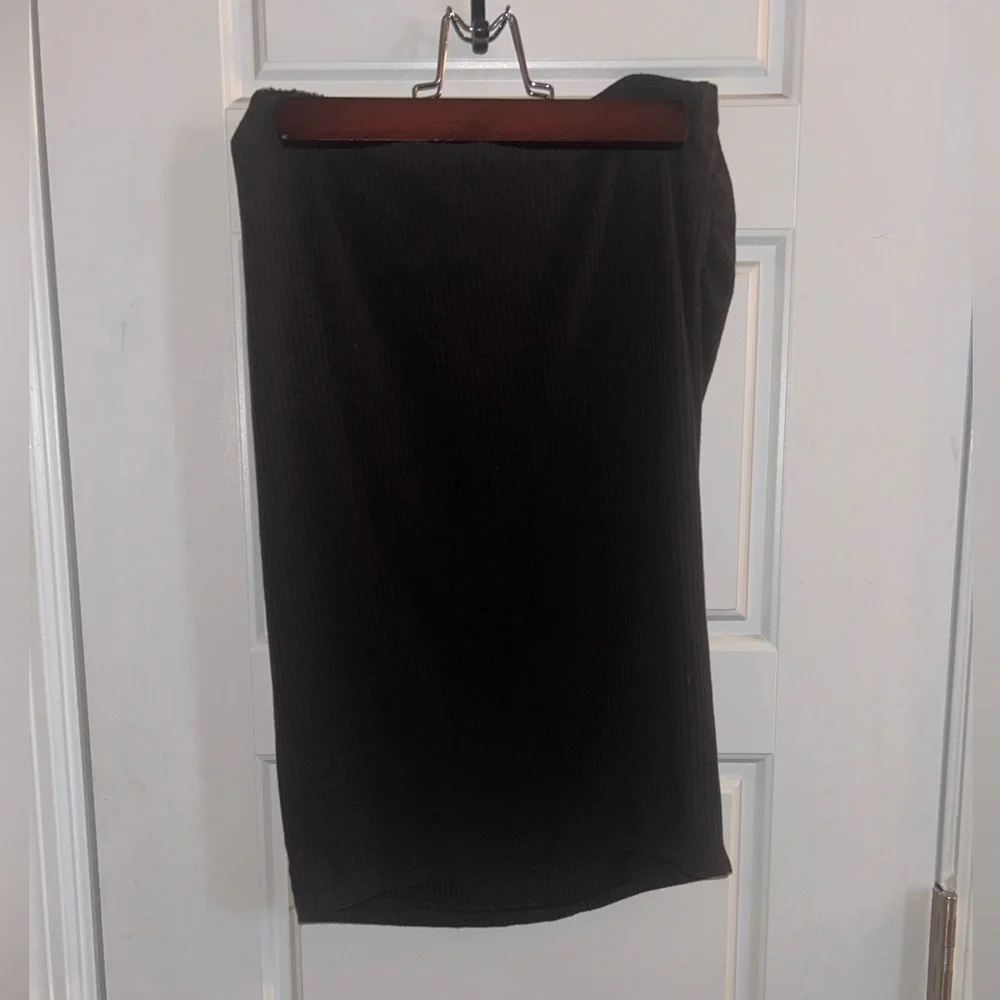 SHEIN Black Ruched Bodycon Pencil Midi Skirt S - Picture 3 of 3
